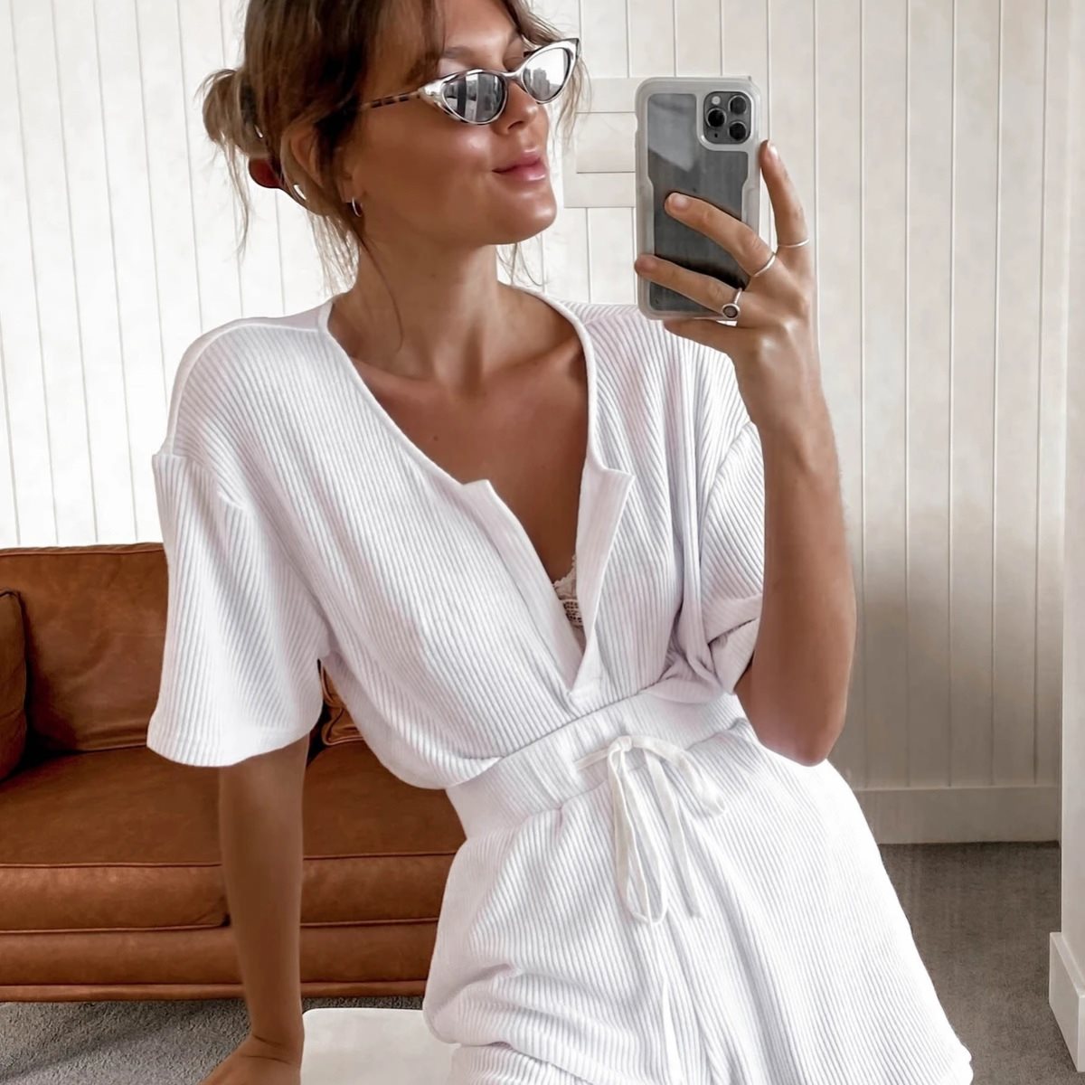 Fashionable Knit Apparel Women Basic Ribbed Knitted Shorts Set Ca