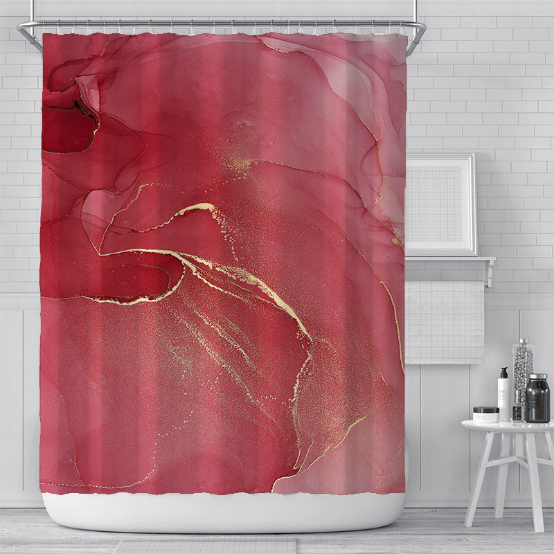Cross-Border Watercolor Creative Digital Printing Shower Curtain Waterproof Polyester Bathroom Curtain Shower Curtain Cu