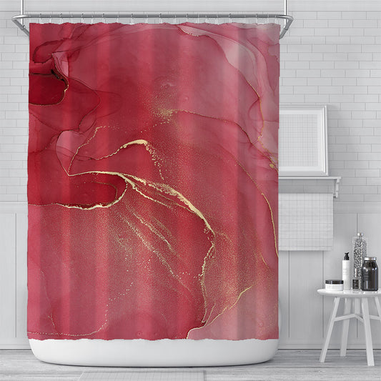 Cross-Border Watercolor Creative Digital Printing Shower Curtain Waterproof Polyester Bathroom Curtain Shower Curtain Cu
