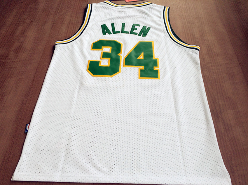 SuperSonics No. 34 Ray Allen Retro White Premium Mesh