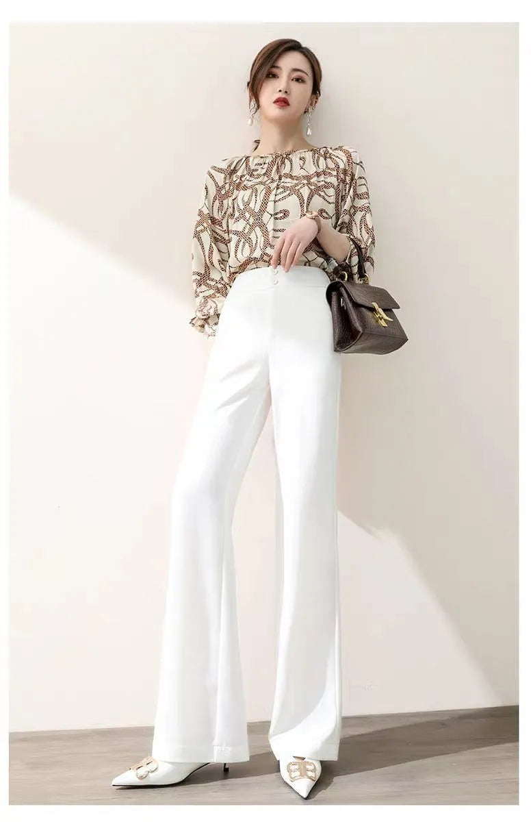Casual Pants White Wide Leg Pants Women High Waist Ko