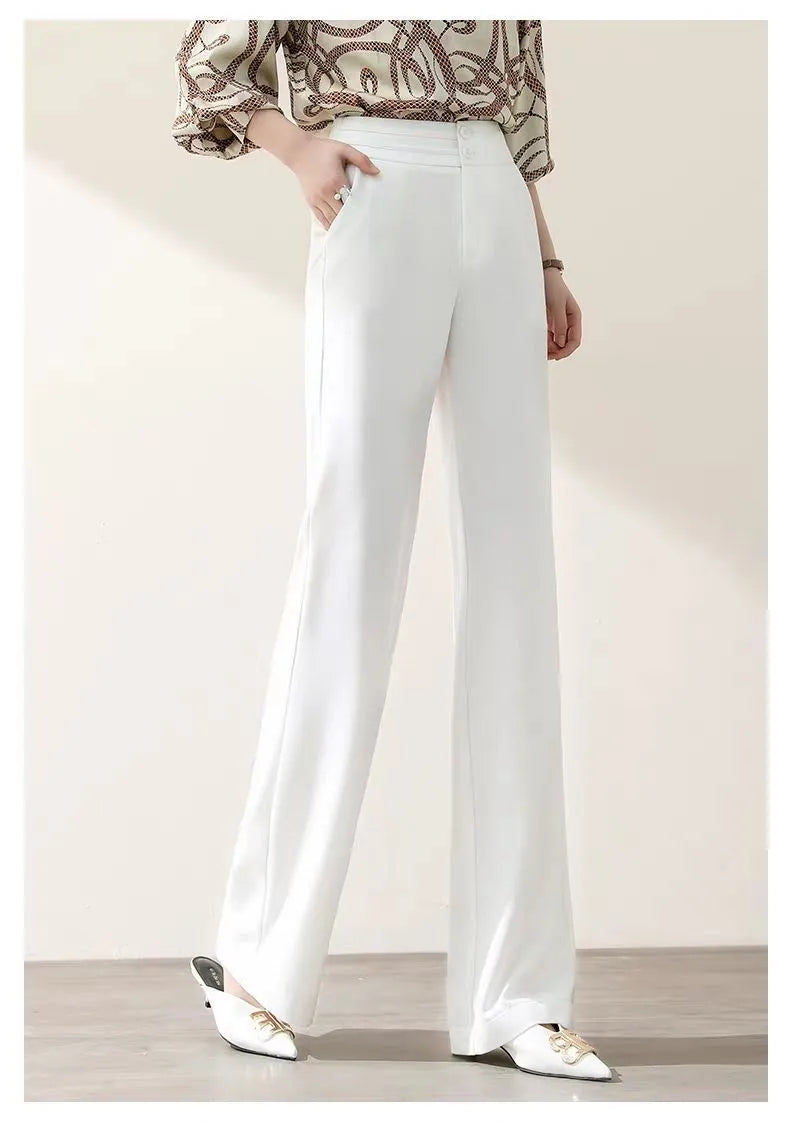 Casual Pants White Wide Leg Pants Women High Waist Ko