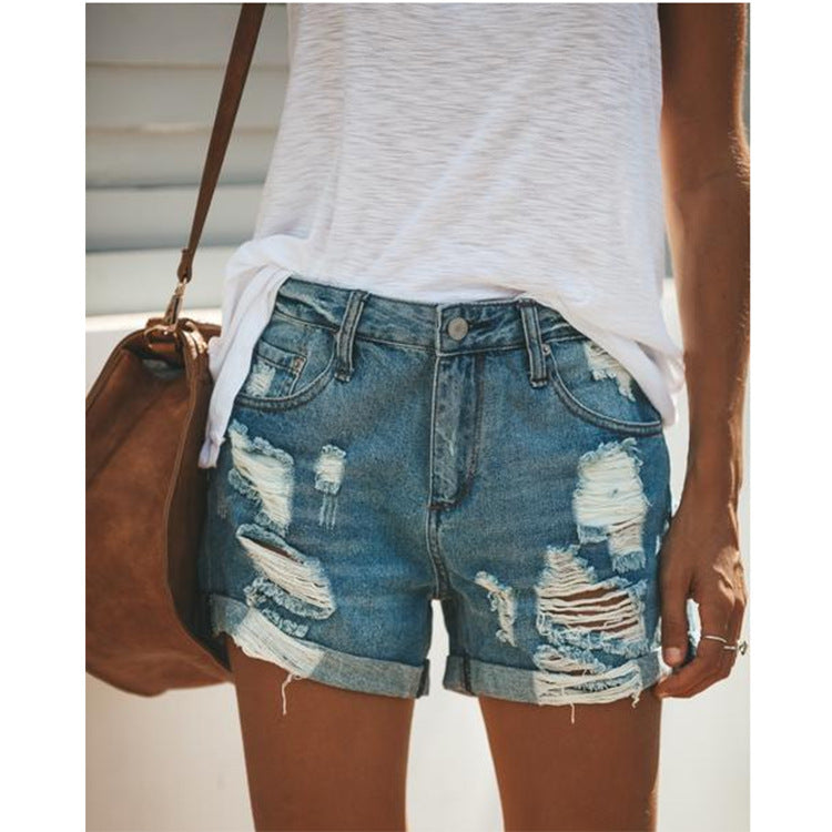 Fashionable Apparel Women denim shorts ripped