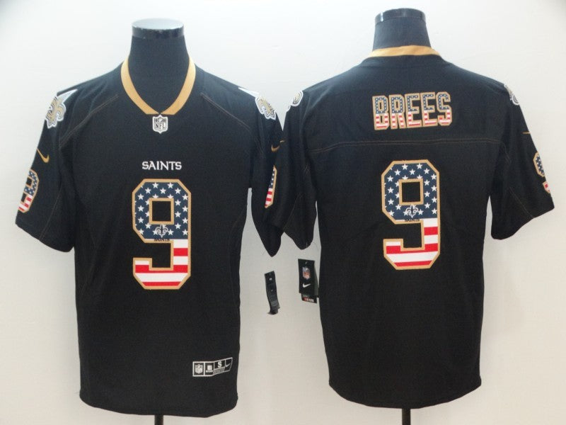 Men's New Orleans Saints #9 Drew Brees Black Player Jerseys