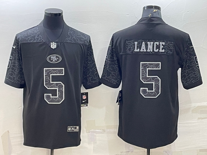 Men's San Francisco 49ers Trey Lance #5 Black RFLCTV Limited Jerseys