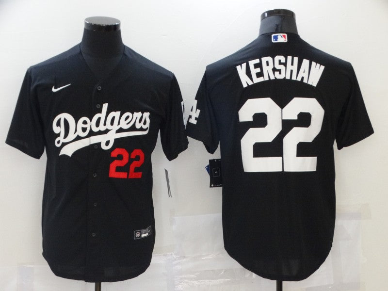 Men's Los Angeles Dodgers Clayton Kershaw #22 Black Stitched Jerseys