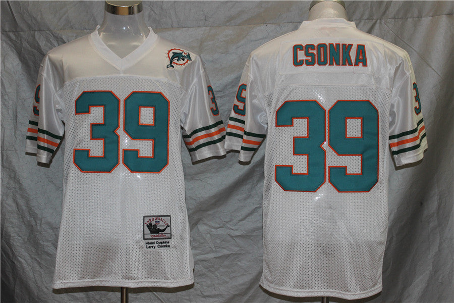 Men's Miami Dolphins Larry Csonka Mitchell & Ness White Legacy Replica Jerseys