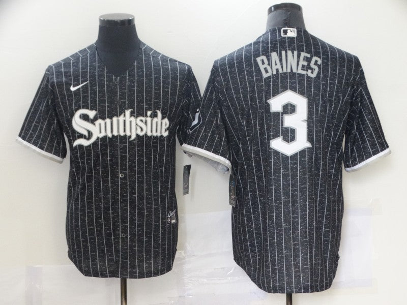 Men's Chicago White Sox Harold Baines #3 Black Replica Baseball Jerseys