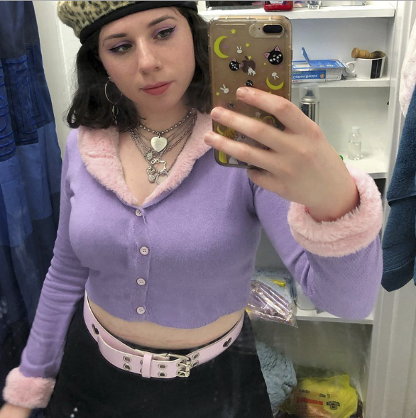 Fashionable Top Purple Women Long Sleeve Crop Top