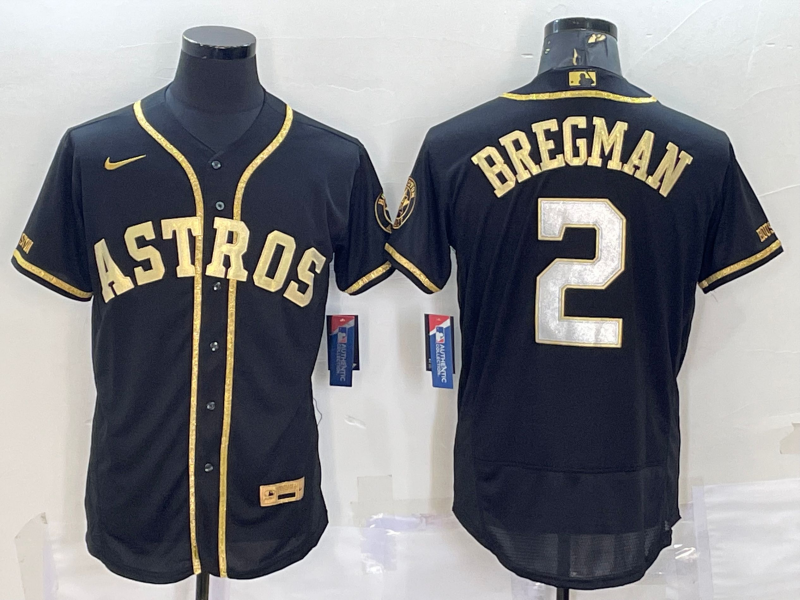 Men's Houston Astros Alex Bregman #2 Black Replica Team Jerseys