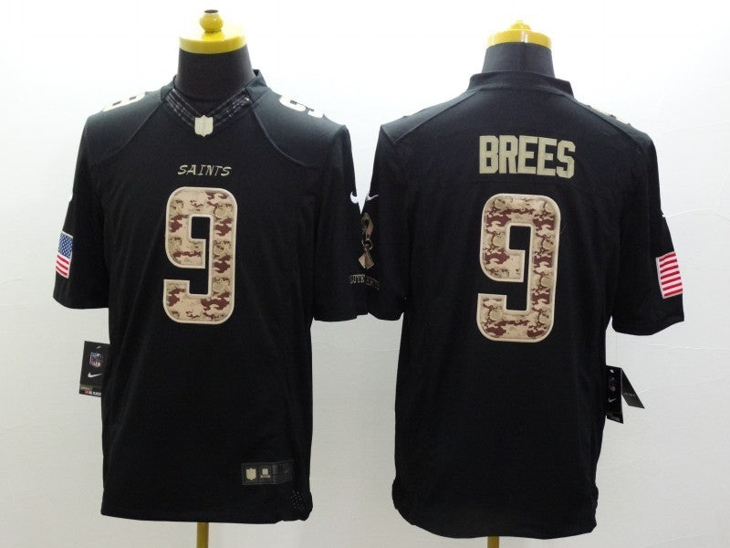 Men's New Orleans Saints Drew Brees #9 Black Team Game Jerseys