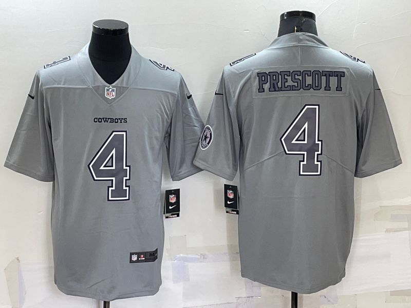 Men's Dallas Cowboys Dak Prescott #4 Gray Atmosphere Fashion Game Jerseys