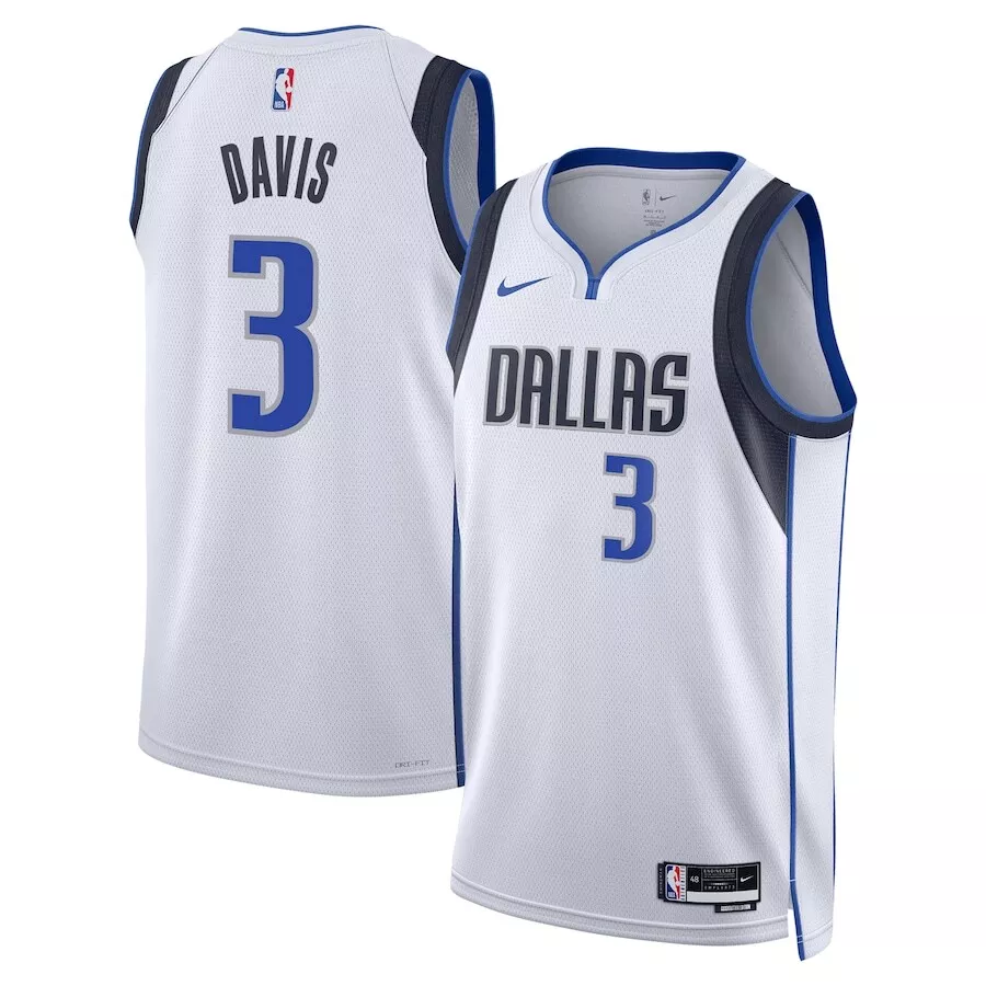 Men's Dallas Mavericks Anthony Davis #3 White Swingman Jerseys - Association Edition