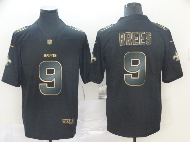 Men's New Orleans Saints Drew Brees #9 Black Game Jerseys