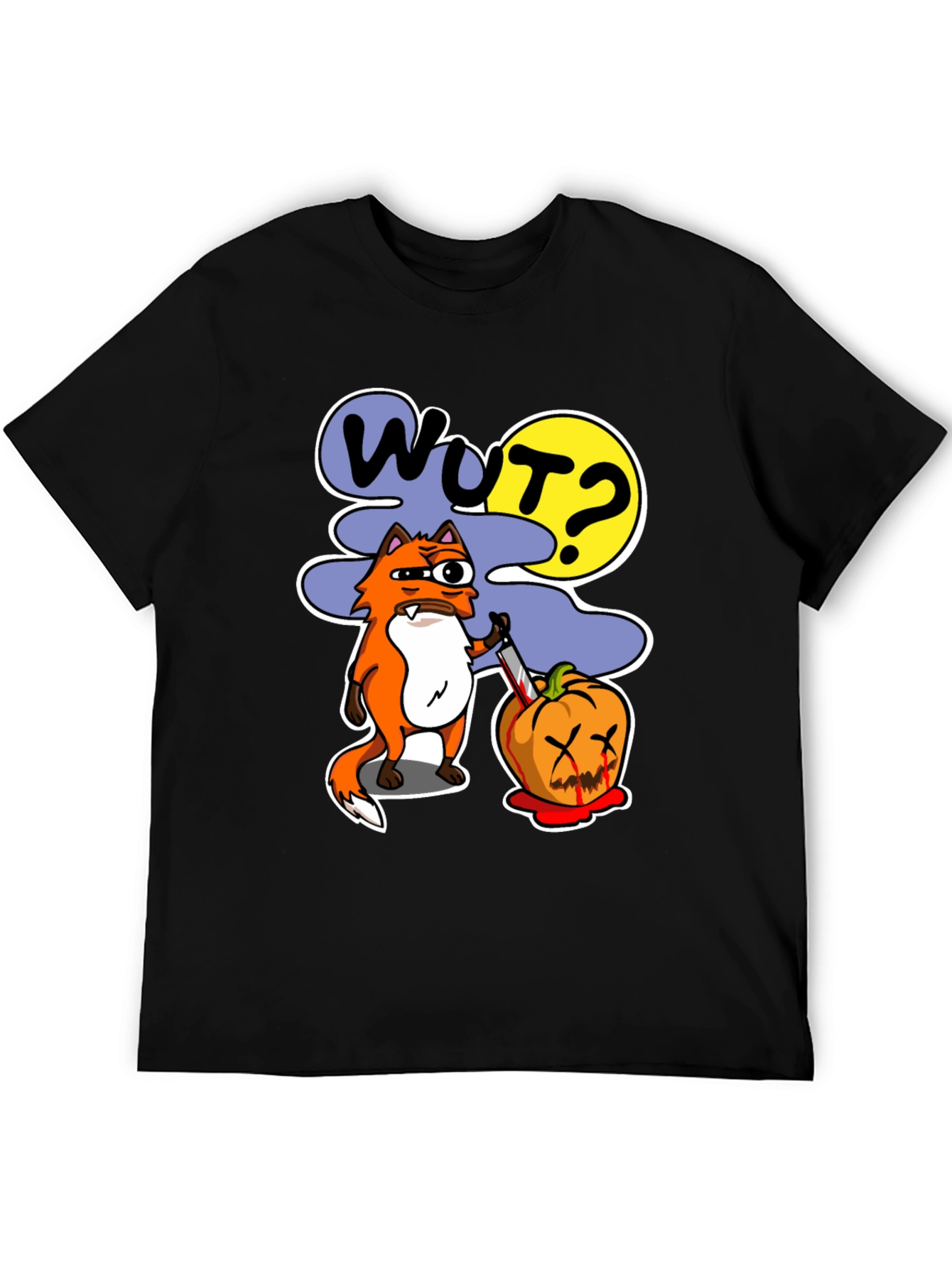 Wut Fox Halloween Graphic Tee - Mens Black T-Shirt