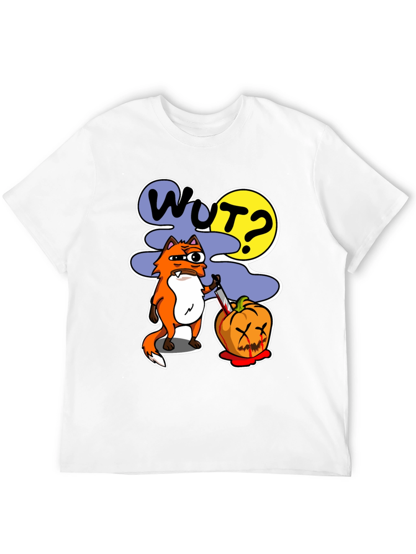 Wut Fox Halloween Graphic Tee - Mens Black T-Shirt