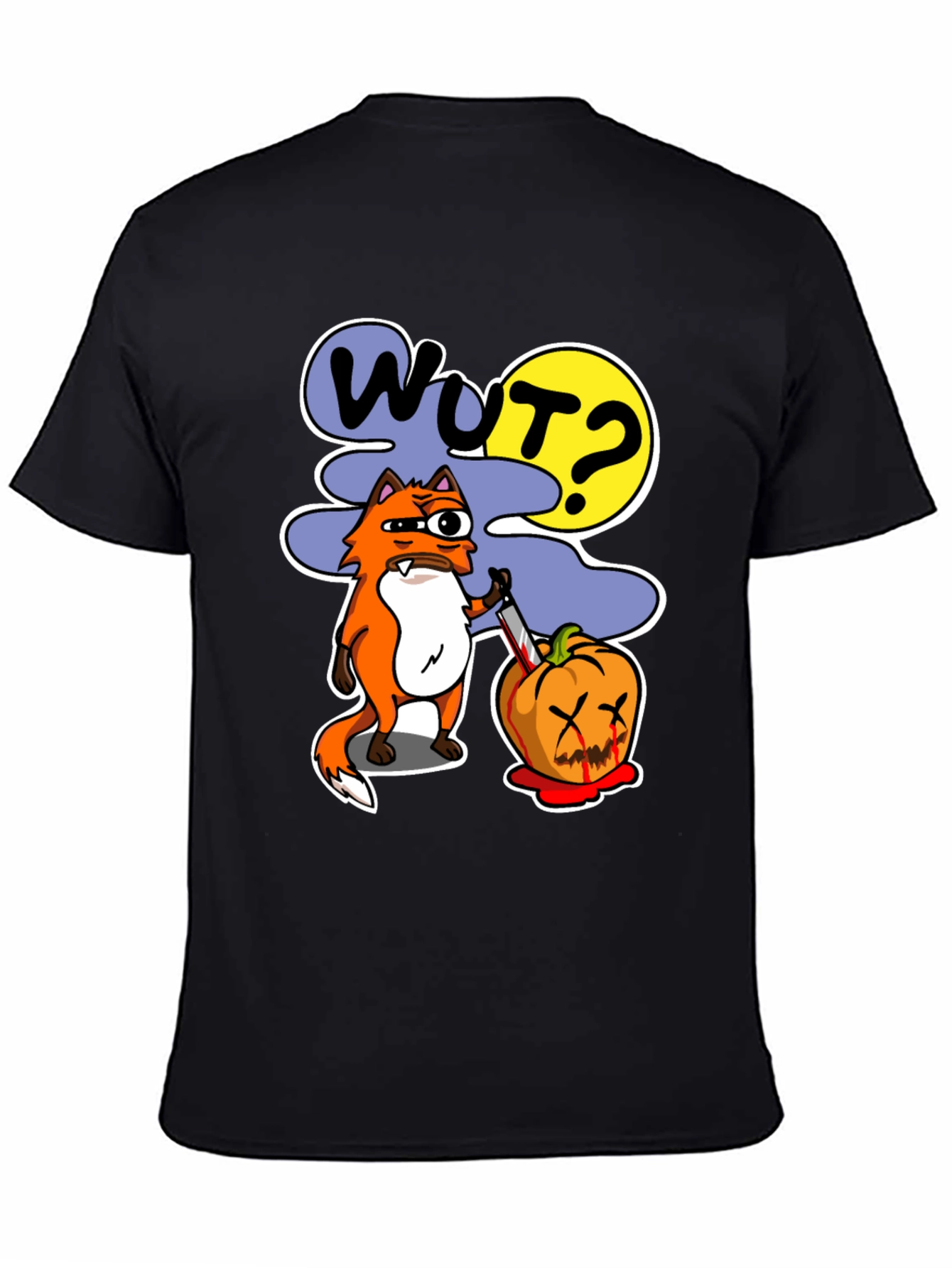 Wut Fox Halloween Graphic Tee - Mens Black T-Shirt