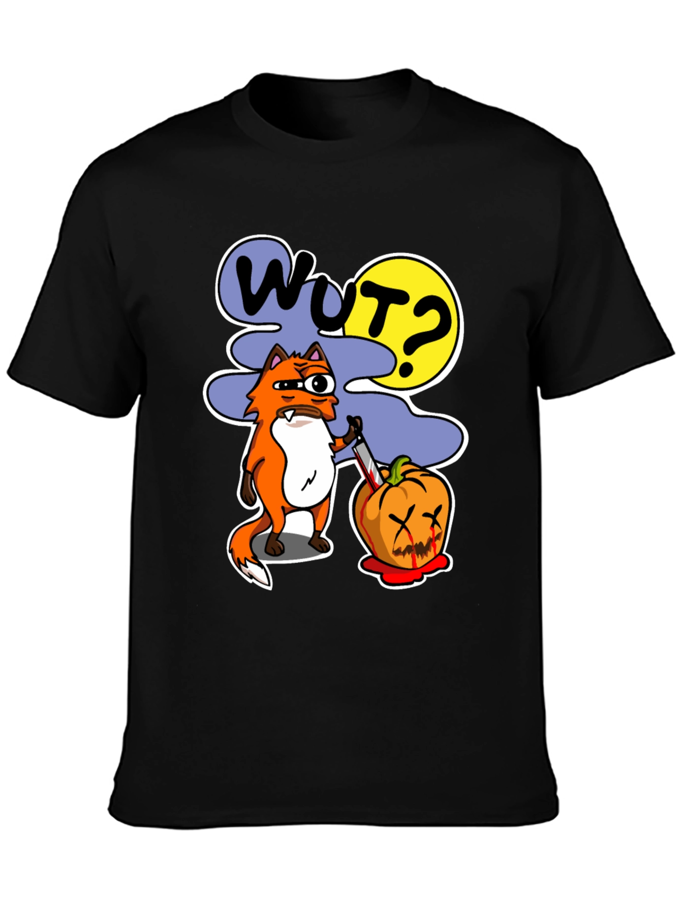 Wut Fox Halloween Graphic Tee - Mens Black T-Shirt