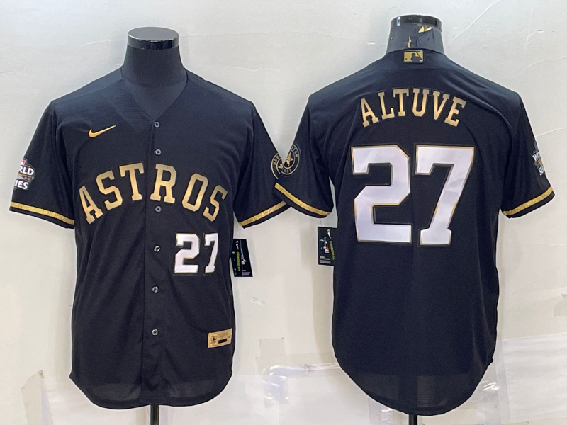 Men's Houston Astros Jose Altuve #27 Black Replica Authentic Jerseys