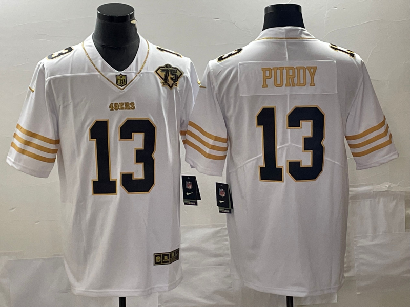 Men's San Francisco 49ers Brock Purdy #13 White 75th Anniversary Game Jerseys