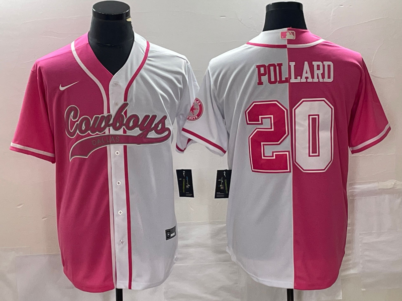 Men's Dallas Cowboys Tony Pollard #20 Pink/White Game Jerseys Joint Edition