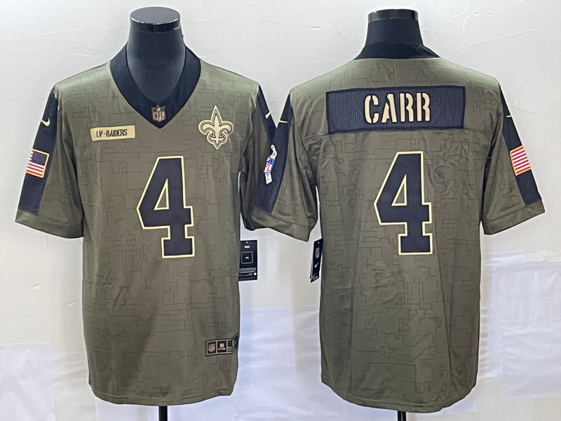 Men's New Orleans Saints Derek Carr #4 Brown Player Game Jerseys