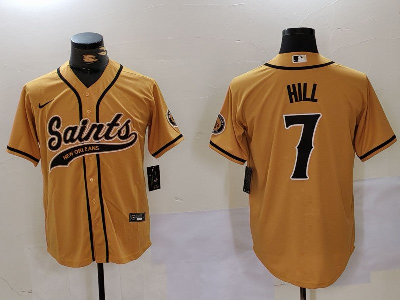 Men's New Orleans Saints Taysom Hill #7 Yellow Game Jerseys