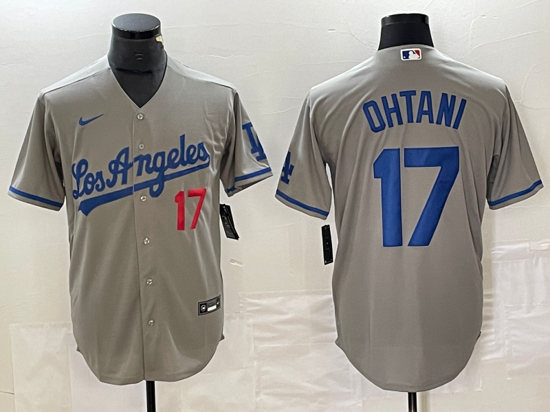 Men's Los Angeles Dodgers Shohei Ohtani #17 Gray Replica Team Jerseys