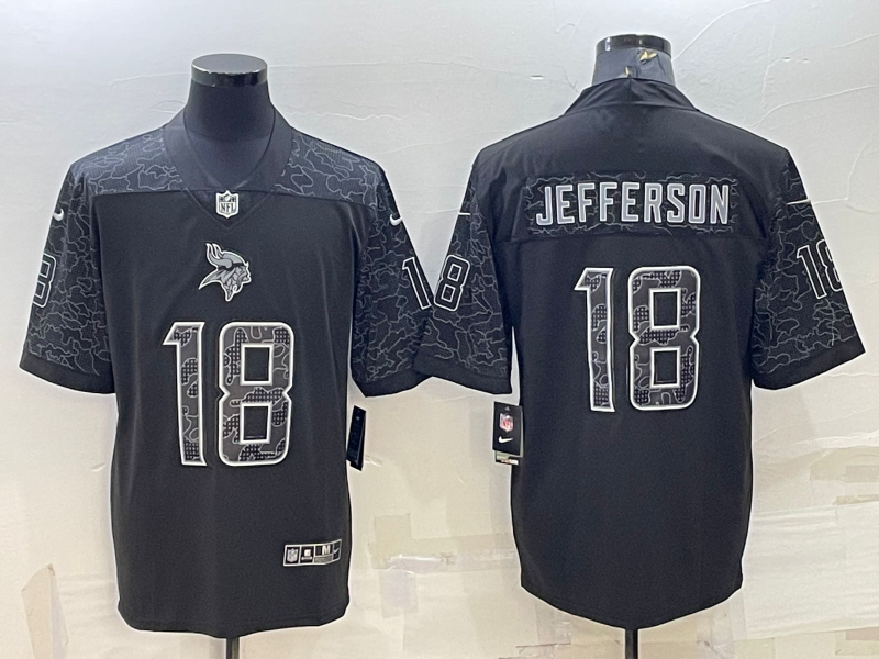 Men's Minnesota Vikings Justin Jefferson #18 Black RFLCTV Limited Jerseys