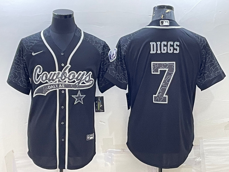 Men's Dallas Cowboys Trevon Diggs #7 Black RFLCTV Limited Jerseys Joint Edition