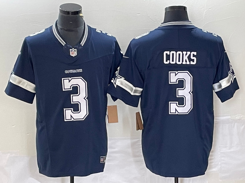 Men's Dallas Cowboys Brandin Cooks #3 Navy Game Jerseys