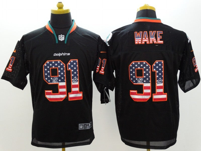Men's Miami Dolphins Cameron Wake #91 Black Game Jerseys