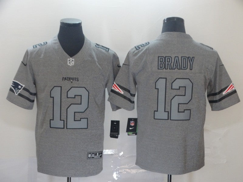 Men's New England Patriots Tom Brady #12 Gray Game Jerseys