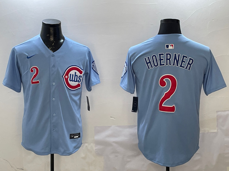 Men's Chicago Cubs Nico Hoerner #2 Baby Blue 2nd Alternate Limited Player Jerseys