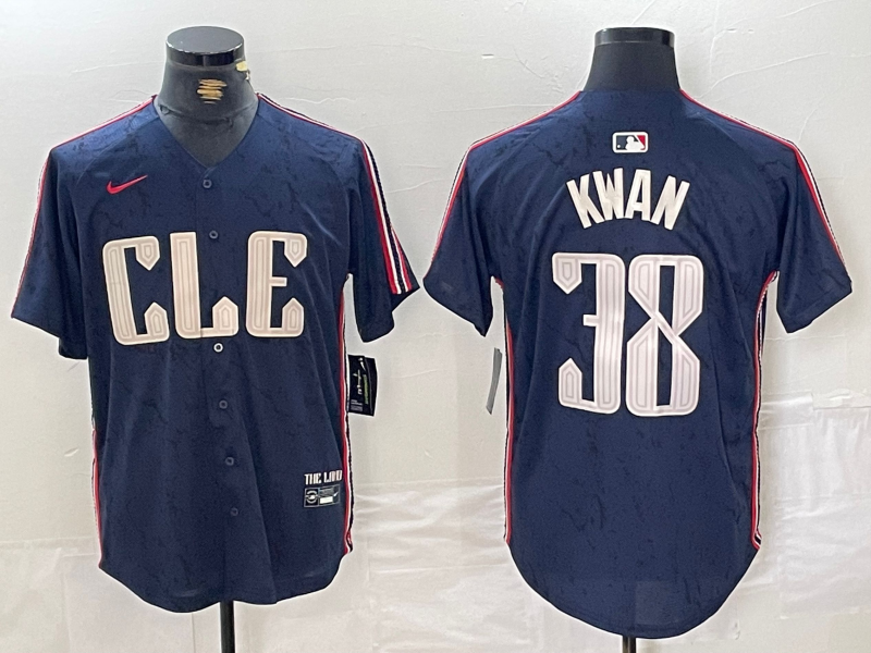 Men's Cleveland Guardians Steven Kwan #38 Navy 2024 City Connect Limited Jerseys