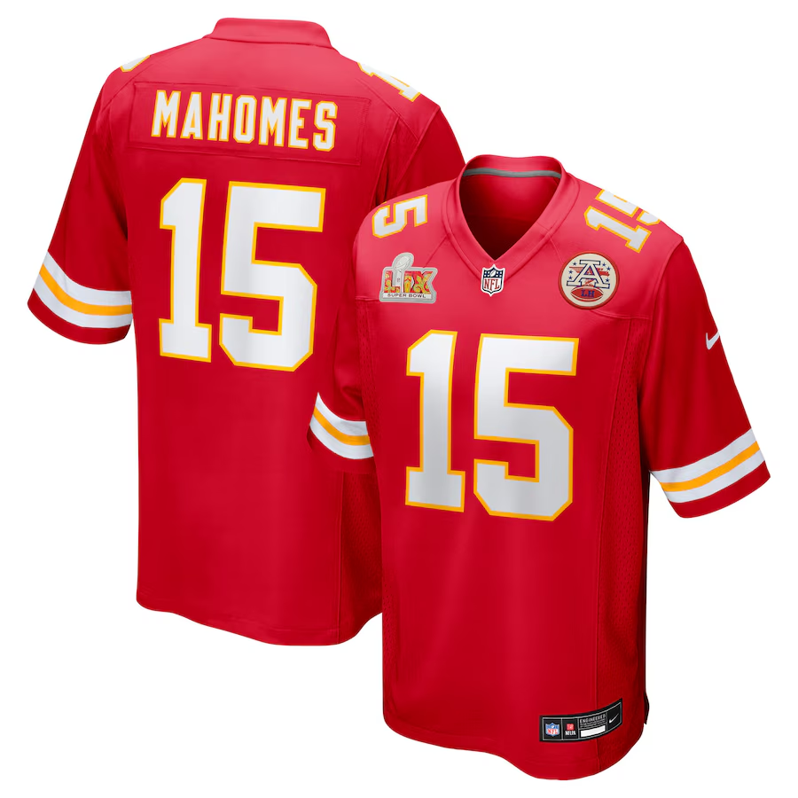 Men's Kansas City Chiefs Patrick Mahomes #15 Red Super Bowl LIX Game Jerseys