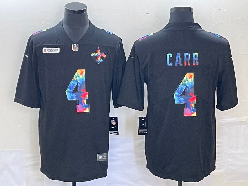 Men's New Orleans Saints Derek Carr #4 Black Player Game Jerseys