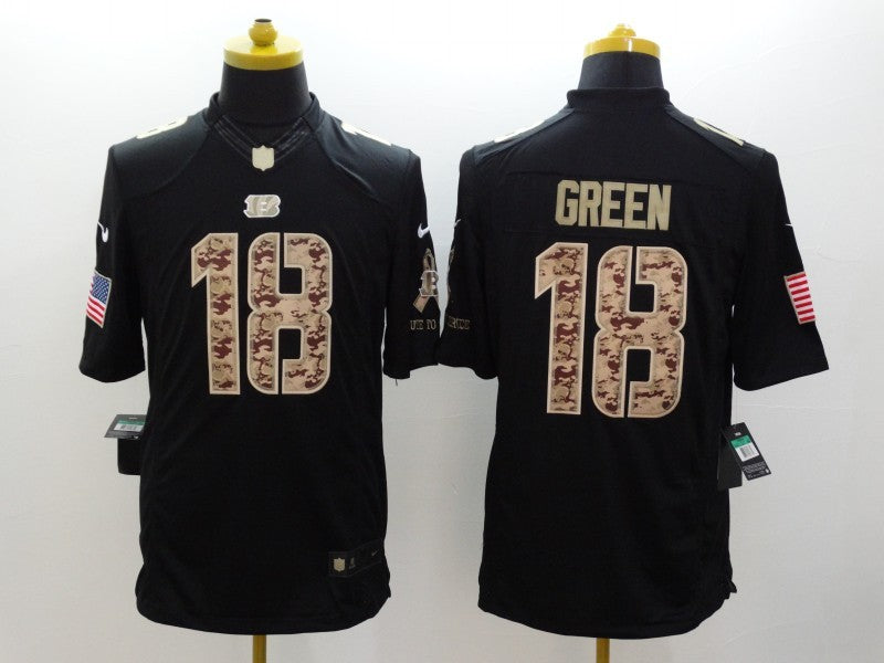 Men's Cincinnati Bengals A.J. Green #18 Black Team Game Jerseys