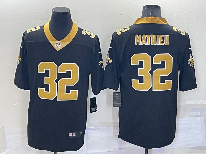 Men's New Orleans Saints Tyrann Mathieu #32 Black Game Jerseys