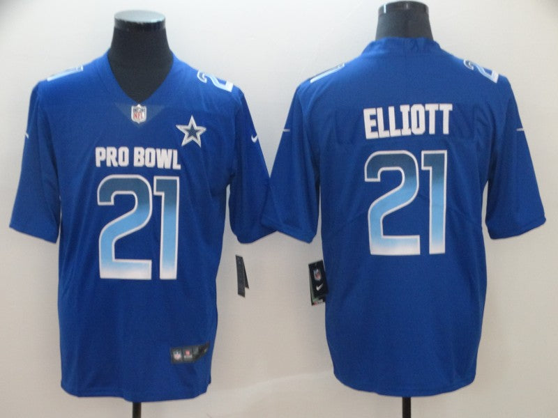 Men's Dallas Cowboys Ezekiel Elliott #21 Blue All Star Game Jerseys