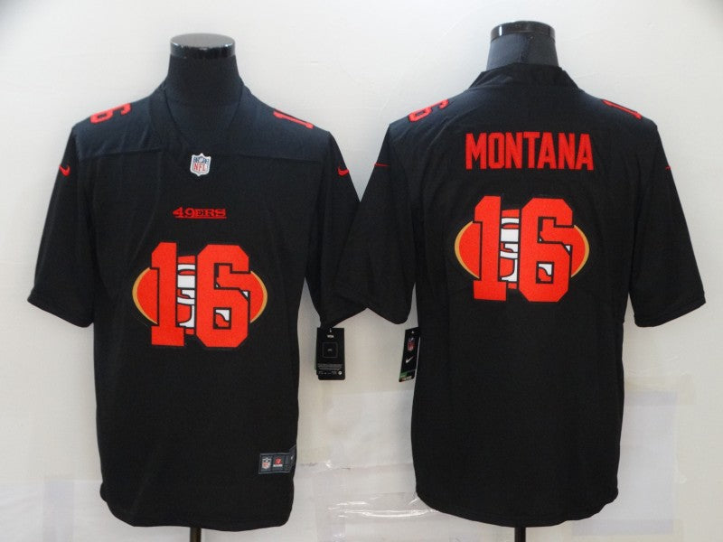 Men's San Francisco 49ers #16 Joe Montana Black Alternate Game Jerseys