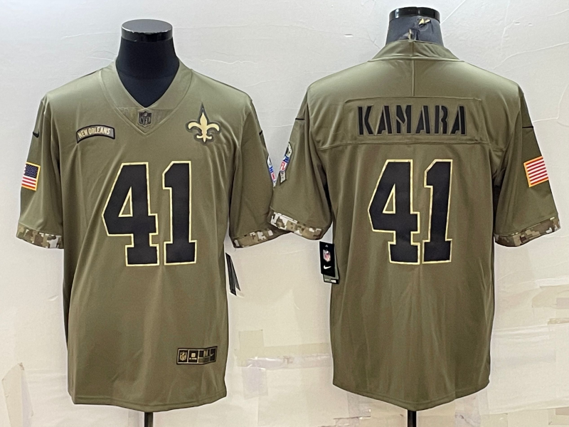 Men's New Orleans Saints Alvin Kamara #41 Olive 2022 Salute To Service Limited Jerseys