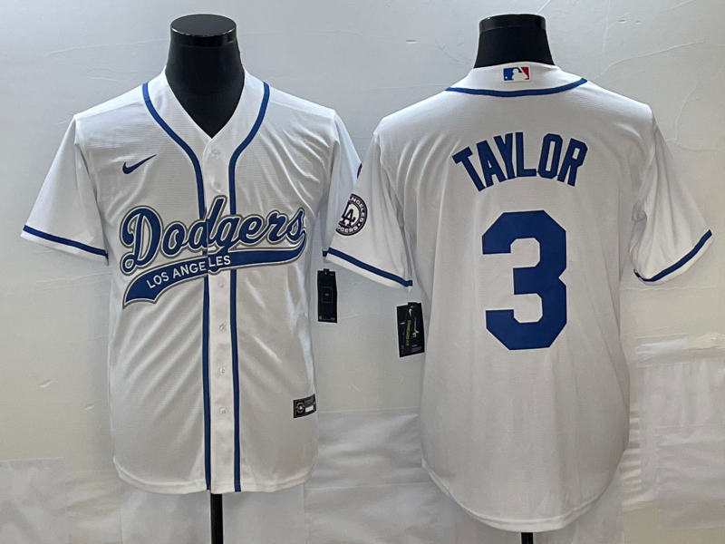 Men's Los Angeles Dodgers Chris Taylor #3 White Player Jerseys Joint Edition