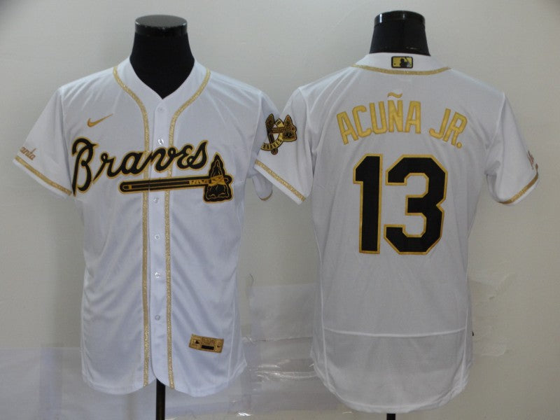 Men's Atlanta Braves Ronald Acuna Jr. #13 White Replica Player Jerseys