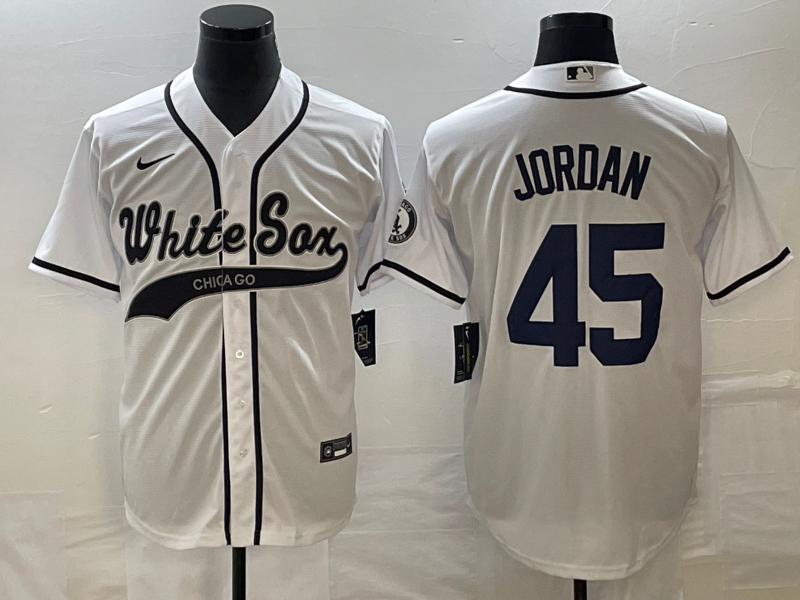 Men's Chicago White Sox Michael Jordan #45 White Replica Player Jerseys Joint Edition