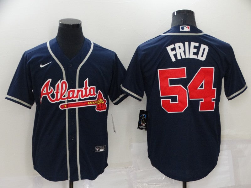Men's Atlanta Braves Max Fried #54 Navy Replica Player Jerseys