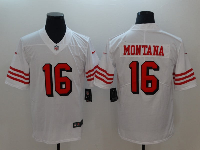 Men's San Francisco 49ers Joe Montana #16 White Game Player Jerseys