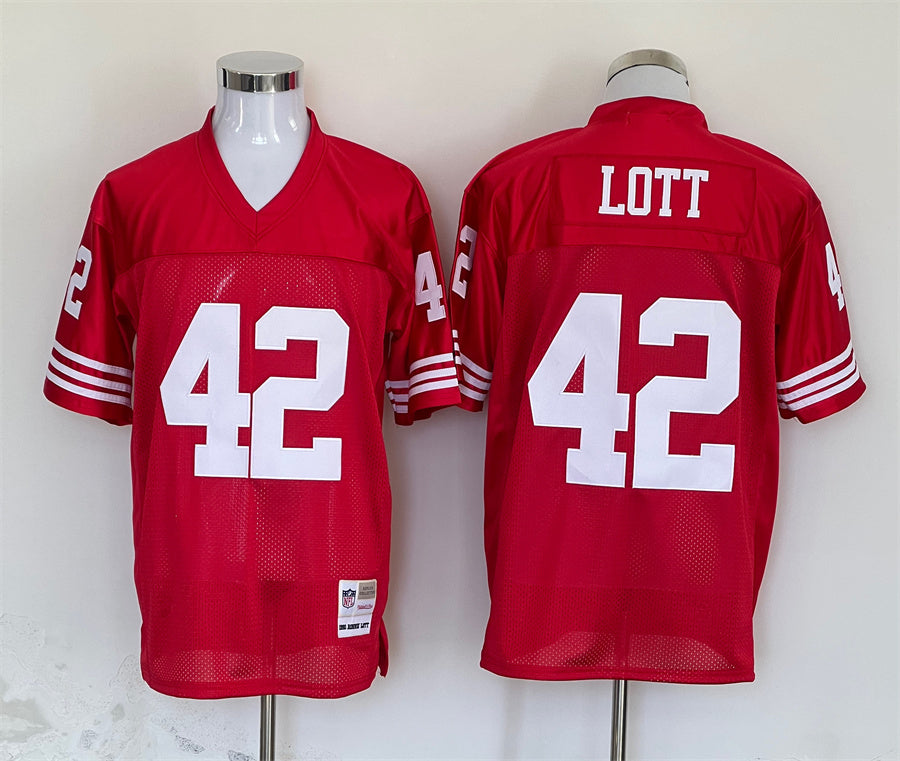 Men's San Francisco 49ers Ronnie Lott Mitchell & Ness Scarlet Legacy Replica Jerseys
