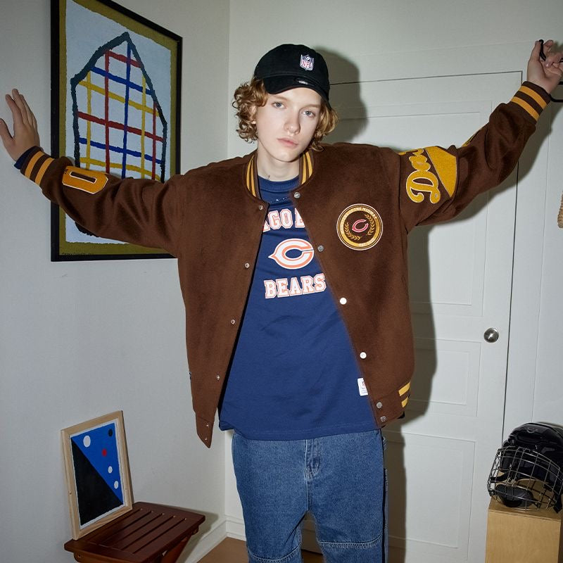 Chicago Bears American Vintage Jacket Brown Embroidered Coat