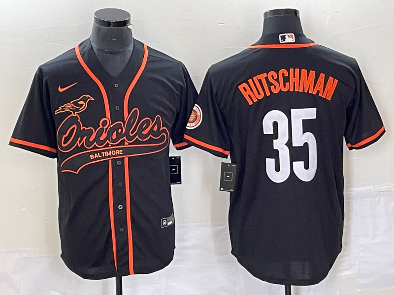 Men's Baltimore Orioles Adley Rutschman #35 Black Replica Jerseys Joint Edition